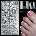 LuckForever 600pc French Tips Toenail Tips Short Square Clear Fake Toenails Soft Gel Toe Nail Tips French False Toes Nail Half Artificial Toenail Tip for Gel Acrylic Toes Nails Extension