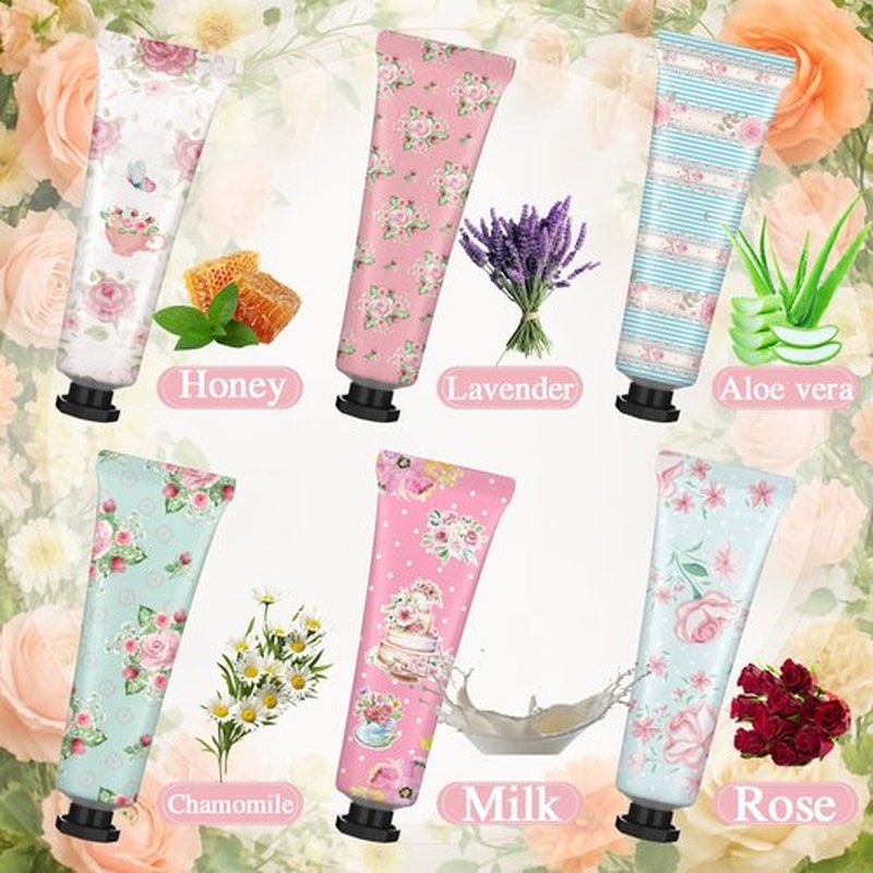 Swiffen Tea Party Hand Cream Gift Set Wonderland Floral Tea Party Favor Flower Moisturizing Hand Lotion Bulk Dry Cracked Care Cream Teapot Favor Boxes Treat Gift Goodie for Baby Shower, 30 ml(12 Pcs)