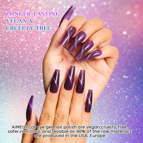 AIMEILI Cat Eye Gel Nail Polish U V LED Hema Free Cruelty Free Vegan Gel Polish Colors for Nail Art Kit Set Of 6pcs X 10ml - Kit Set 70