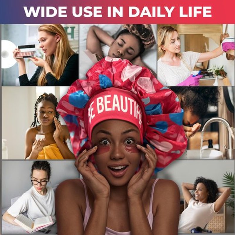 BE BEAUTIFUL EXTENSIONS Premium Silk Satin Sleeping Bonnet & Hair Cover for Protection, Moisture Retention, Frizz Control, Tangle-Free, Elastic Closure, Adjustable Fit, & All-Night Comfort - Hot Pink