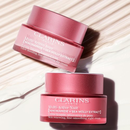 Clarins Multi-Active Face Moisturizer Bundle - Niacinamide for Smooth Fine Lines | Even Tone & Texture | Dry Skin