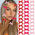 SAWINDA 30Pcs Mini Hot Pink Hair Bows Cute Bows for Hair Valentines Small Silk Satin Hair Ribbons for Girls Sweet Bow Hair Clips Non Slip Bowknot Hair Barrettes Hair Accessories for Women Teens Girls