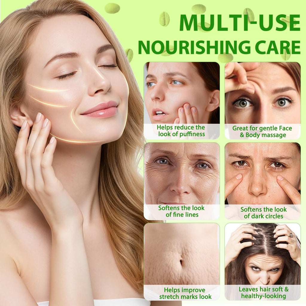Moulis Coffee Essential Oil, Coffee Oil for Skin, Green Coffee Bean Oil for Face & Hair Growth, Cellulite, Reduces Puffiness, Dark Circles, Stretch Marks, Skin Tightening, Cold-Pressed, 4 Fl Oz