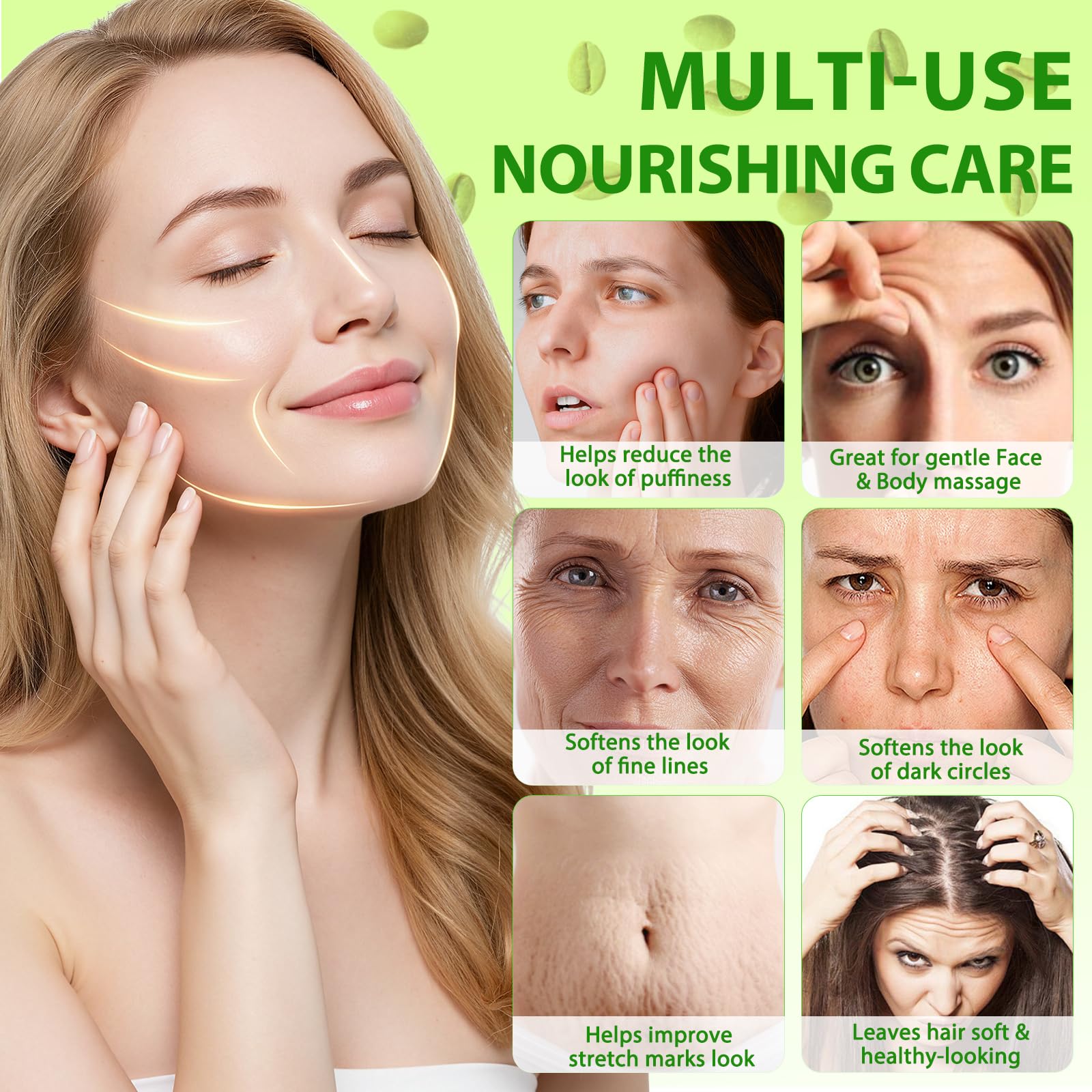 Moulis Coffee Essential Oil, Coffee Oil for Skin, Green Coffee Bean Oil for Face & Hair Growth, Cellulite, Reduces Puffiness, Dark Circles, Stretch Marks, Skin Tightening, Cold-Pressed, 4 Fl Oz