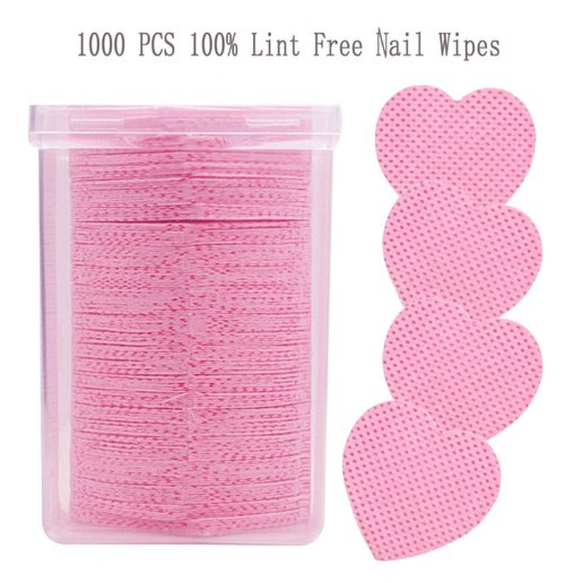1000 PCS Lint Free Nail Wipes, Lash Glue Wipes Eyelash Extension Glue Wipes, Nail Polish Remover Wipes for Lash Extension Supplies, Nail Wipes for Gel Nail Polish Remover,Lash Glue Cleaning Pads, Pink