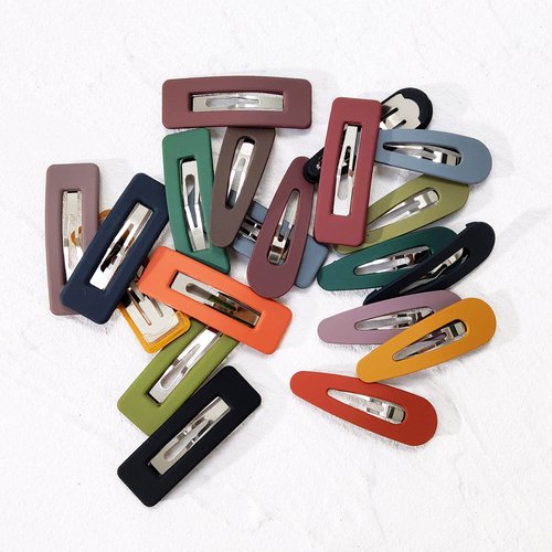 Small Barrettes for Women Girls, B.PHNE 2.1 Inch Snap Hair Clip for Thick or Thin Hair, Cute Student Matte Neutral Hair Accessories Hollow Rectangle and Drop 40 Pack