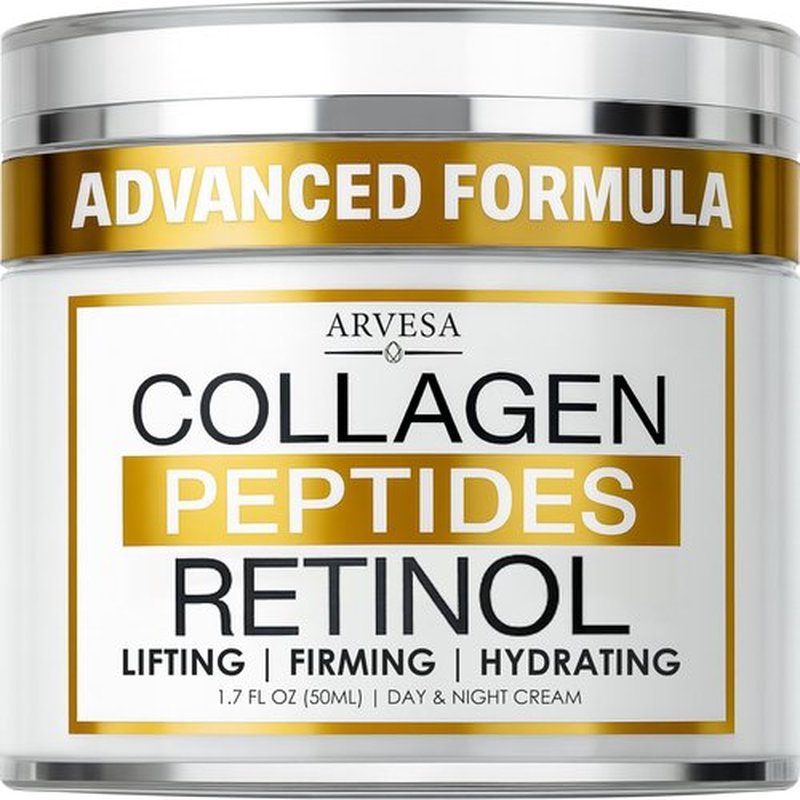 Retinol Cream for Face with Collagen Peptides - Anti Aging Wrinkle Cream for Women and Men - Day-Night Facial Moisturizer with Hyaluronic Acid - Tightening and Skin Firming - Neck & Décolleté