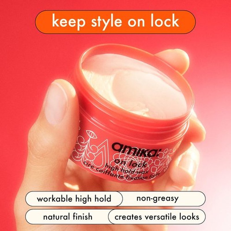 Amika On Lock High Hold Hair Wax - Strong Hold & Shine for All Hair Types | 3.4 oz