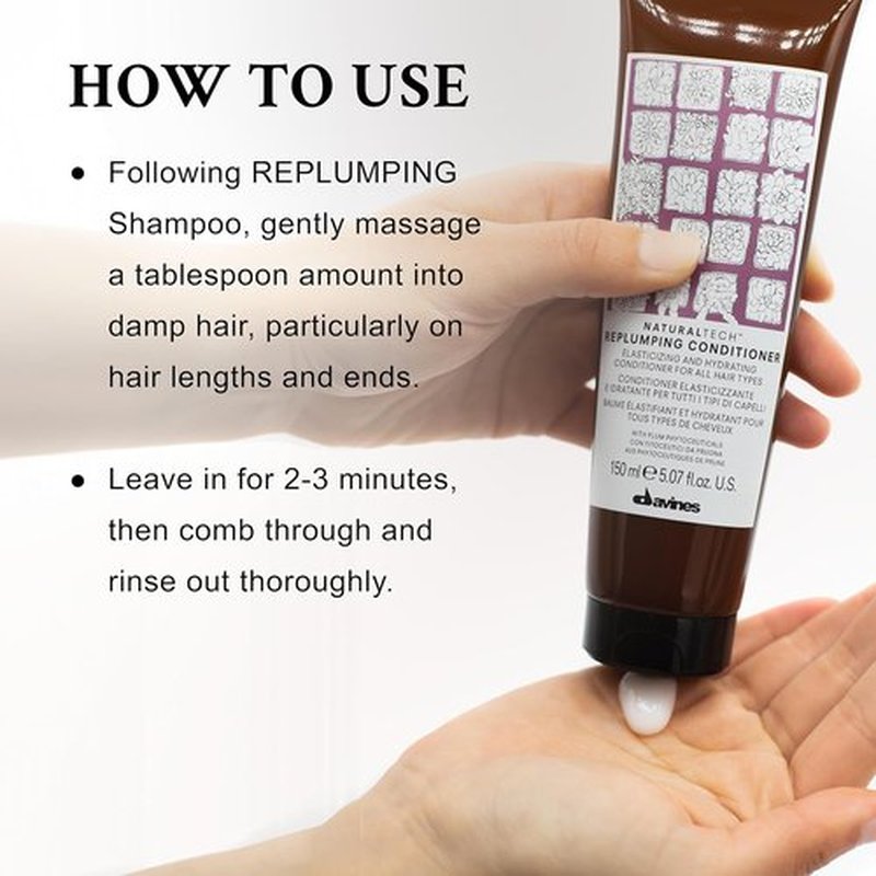 Davines Naturaltech Replumping Conditioner - Elasticizing & Moisturizing for Fine Hair | 5.07 Fl Oz