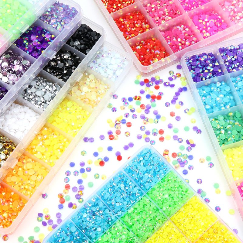 YAEISM 22800Pcs Flatback Rhinestones Multi Sizes Colorful Jelly Rhinestones Resin 6 Colors AB Nail Gems for Crafts Makeup Face Tumblers DIY Decoration 2/3/4/5mm