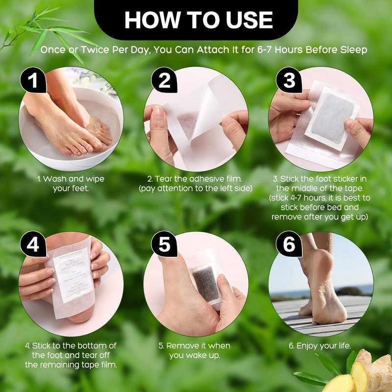 XIWEIOO 50 Pack Foot Pads, Ginger Oil Bamboo Charcoal, Foot Care Patch Message Deep Cleansing for Stress Relief, Better Rest, Feet Health Patches, Relaxing Muscles Christmas Gifts for Women