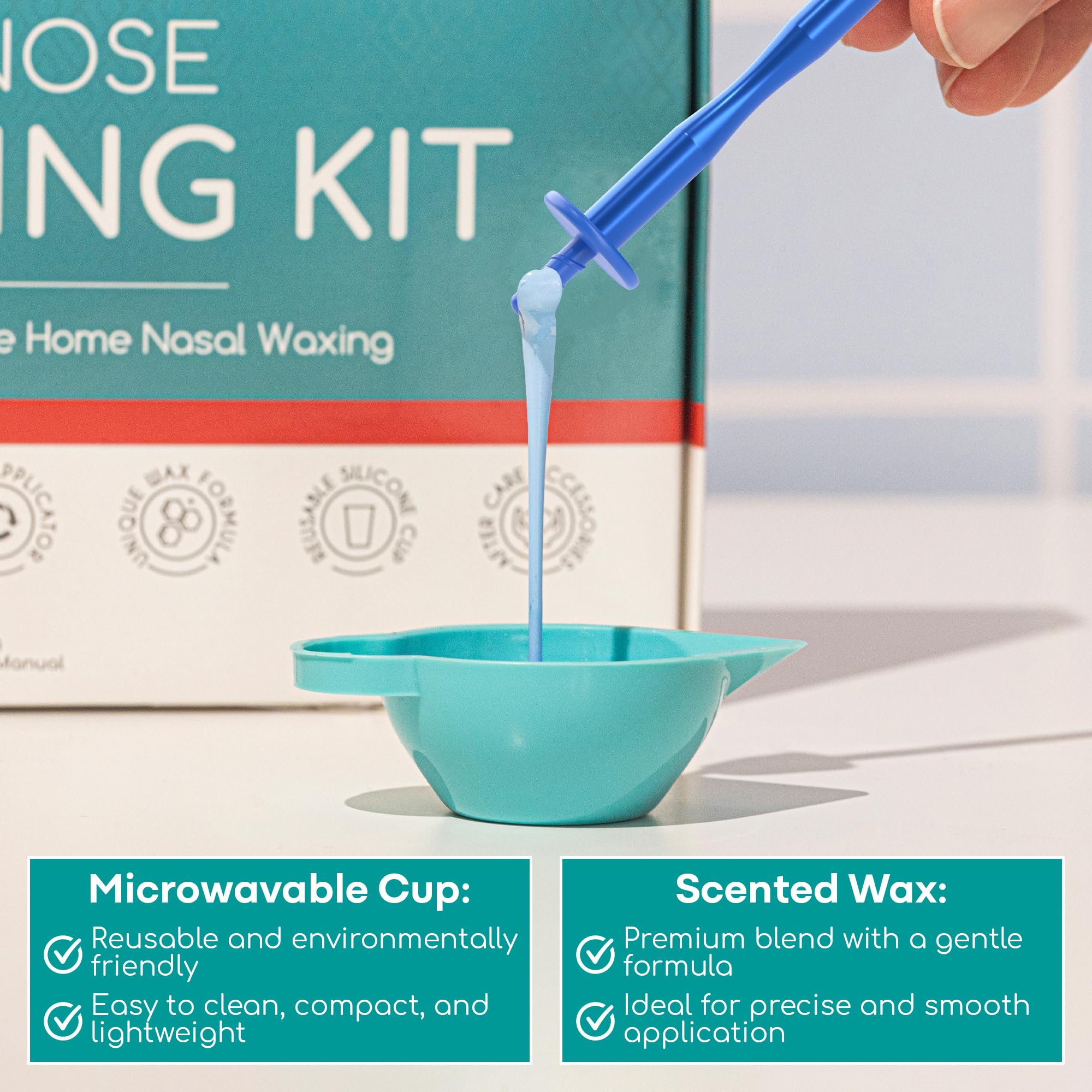 Medi Grade Eco-friendly Nose Wax Kit for Men and Women, 26 Applications, Reusable Metal Nose Wax Stick, Microwavable Cup - Nose Hair Wax Removal for Unsightly, Itchy Nasal Hair