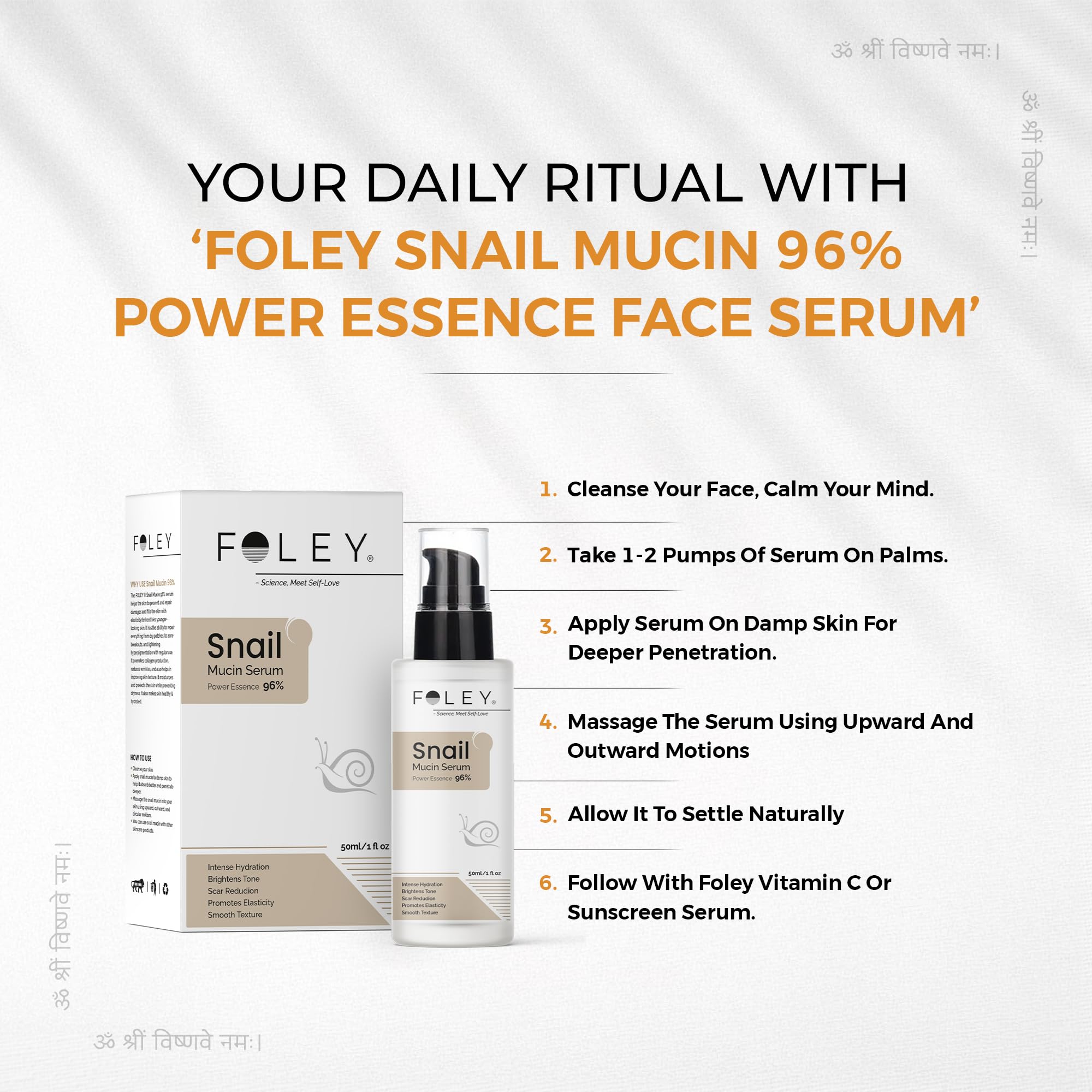 FOLEY Snail Mucin 96% Face Serum 50ml for Dry Skin, Hydrating Korean Serum for Men & Women, Brightens, Firms, Improves Texture, Non-Sticky & Fragrance-Free, Dermatologist-Tested