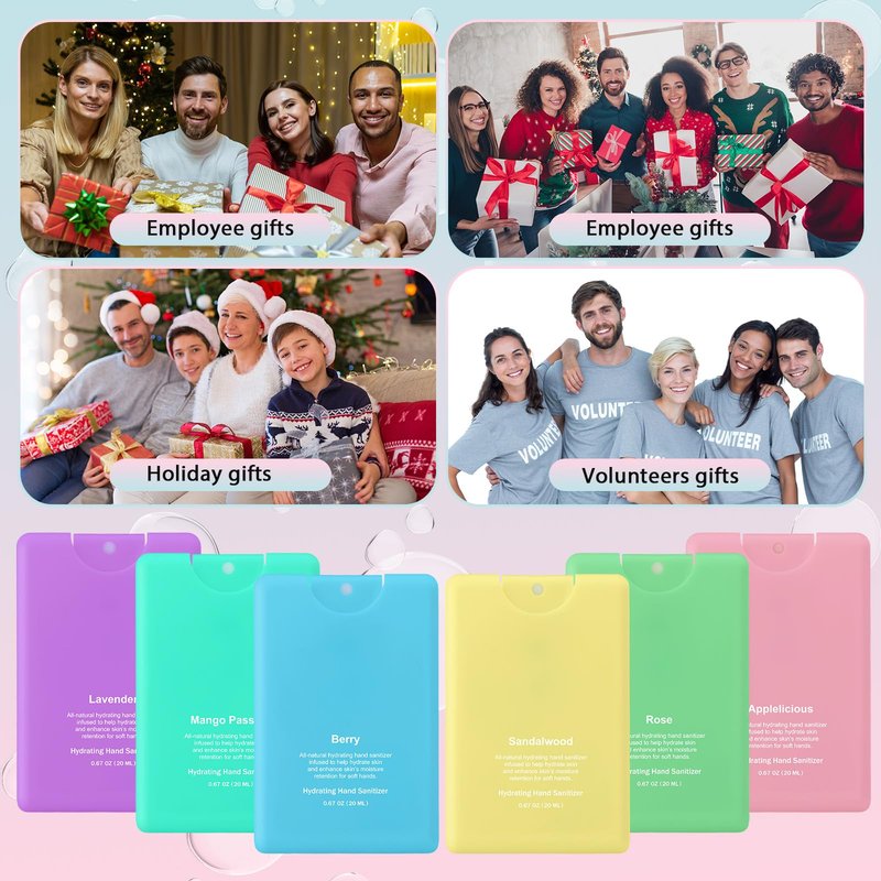 Dansib 24 Pack Hand Sanitizer Spray Bulk Travel Size Hand Sanitizer Employee Coworker Team Teacher Appreciation Gift Mini Pocket Spray Gifts for Women Student School Outdoor(Macaron Colors,Simple)