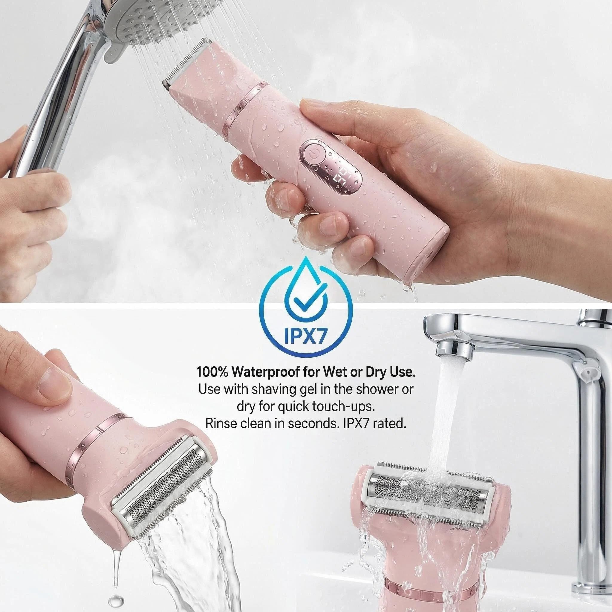 Dermave 2.0 Bikini Shaver for Women, 5-in-1 Portable Body Hair Trimmer, Ipx7 Waterproof Wet Dry Use, USB-C Rechargeable, Washable Grooming Kit with Storage Pouch
