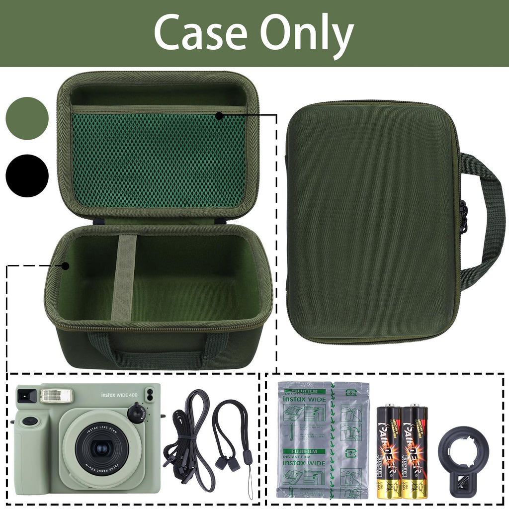 Aenllosi Hard Carrying Case Compatible with INSTAX WIDE 400 Instant Camera, Fujifilm Wide 400 Camera Protective Case, Green (Case Only)