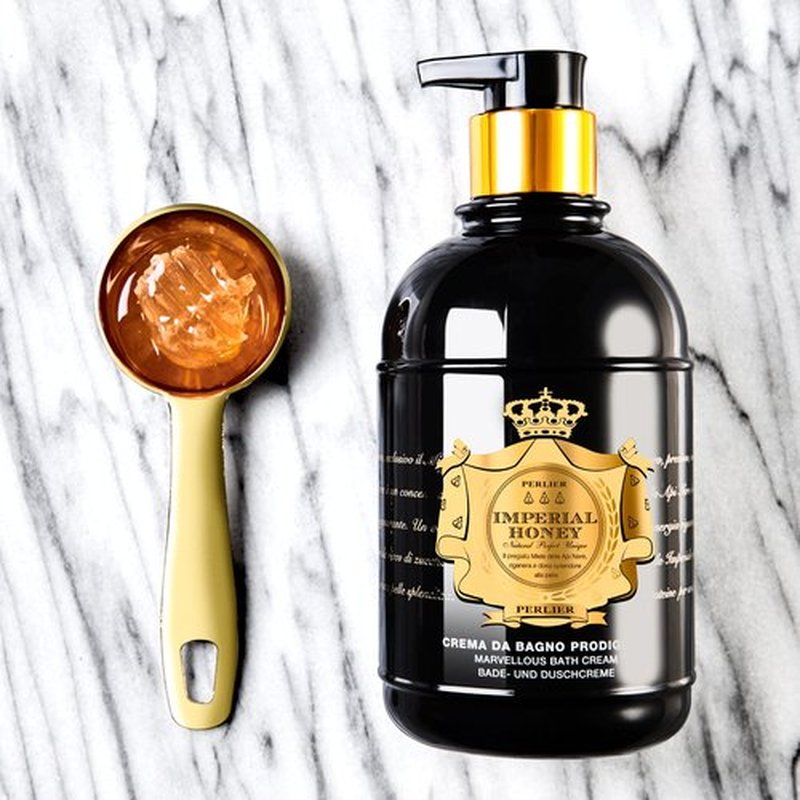 Perlier Imperial Honey Shower & Bath Cream - Nourishing & Soothing Luxury Bath Cream Made With 100% Organic Italian Honey For Deep Moisturization And Hydration (16.9 Fluid Oz.)
