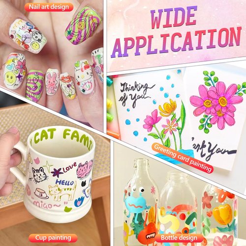 Nail Art Pens for Painting Nails, 12 Colors Nail Art Pens Set, Drawing Painting Liner Pen, Quick Dry Graffiti Dotting Point Liner Pens for DIY Nails Art Design Manicure Tools