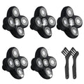 5 Replacement Heads for Universal Series Head Shaver, Waterproof Blade Electric Bald Men Freedom Grooming Waterproof Razor Refills Rotary Heads Design + 2 Cleaning Brushes for Father Husband Partner