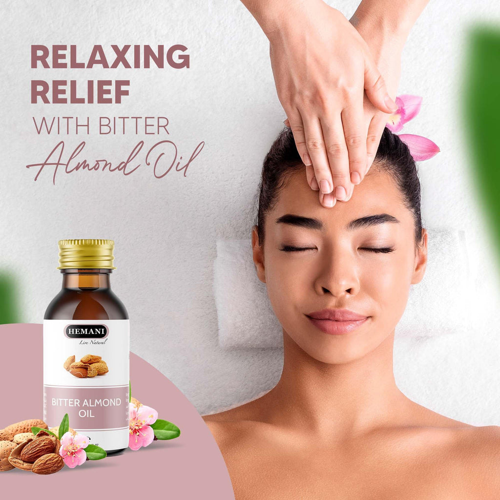 Hemani Bitter Almond Oil 30ml (1 Fl Oz) - 100% Pure Steam Distilled | Soothing Aromatherapy | Natural Essential Oil for Diffuser & Massage