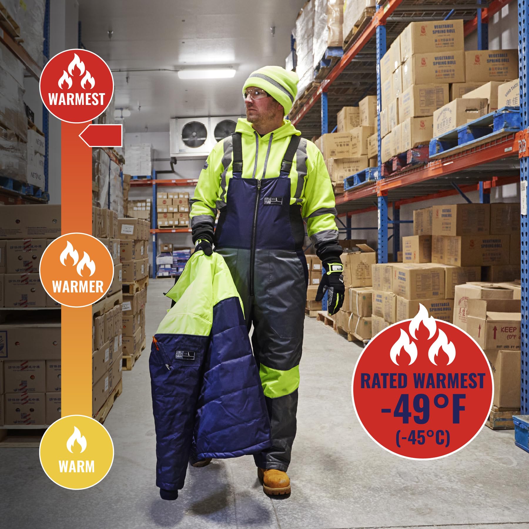 Ergodyne N-Ferno 6477 Insulated Freezer Bib Overalls, Cold Storage Work Gear