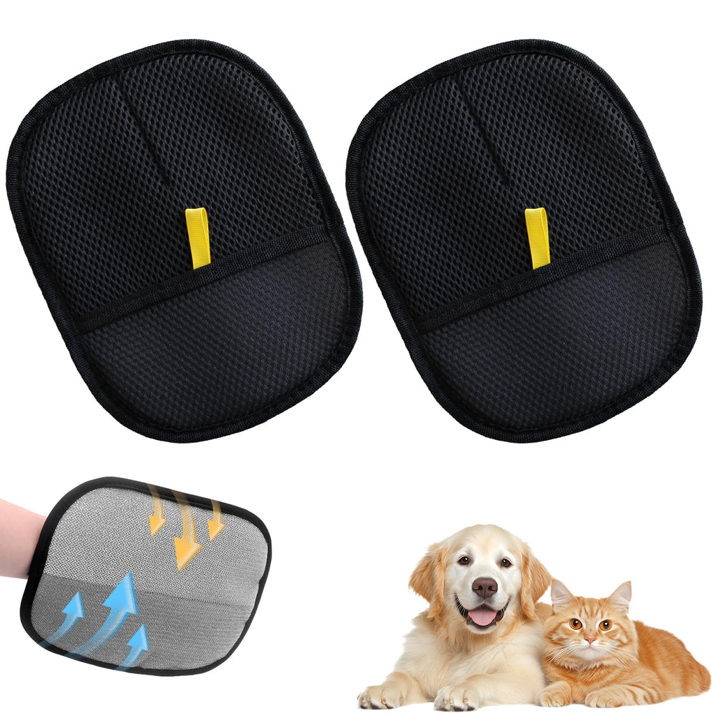 SHBLOMK 2PCS Pet Hair Removal Gloves, Reusable Double Sided Electrostatic Pet Hair Remover Gloves, Washable Dog & Cat Grooming Gloves for Furniture, Bed, Sheets, Couch, Clothes, Carpet and Car Seat