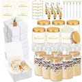 Teenyyou 60 Pcs Bridesmaid Proposal Gifts Bridesmaid Box Set, Maid of Honor Gifts Include Box Glass Cup Candle Cards Hair Ties Knotted Bracelets Hand Cream Diamond Pens(White)