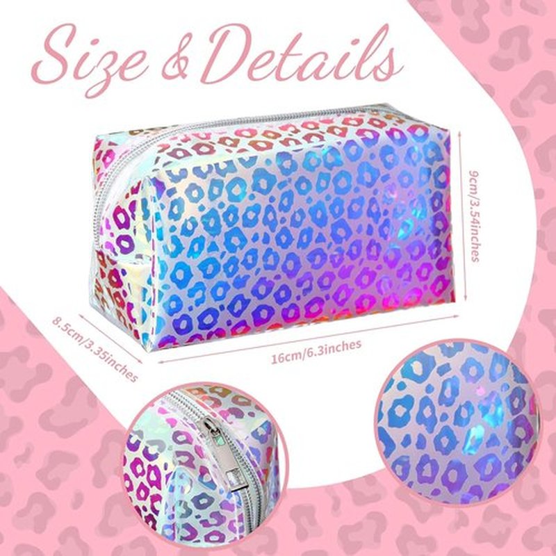 Boao Holographic Makeup Bag Set - Iridescent Glitter Travel Cosmetic Pouches | Zipper Toiletry Organizer, 2 Pcs