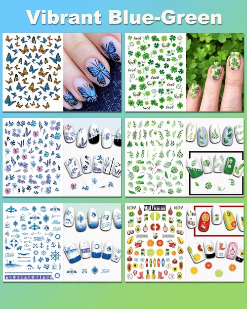 IDDFEVE 36 Sheets Varied Nail Art Stickers, All Holiday Variety Pack Seasonal Nail Decals, Self-Adhesive Pegatinas Uñas Colorful Design for Flowers Butterflies Luminous Star Halloween Christmas