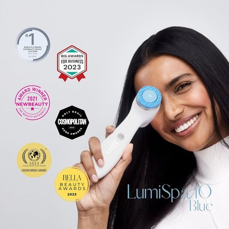 Nu Skin ageLOC LumiSpa iO Blue System - Smart Facial Cleansing Device for Glowing Skin | Two-Minute Routine