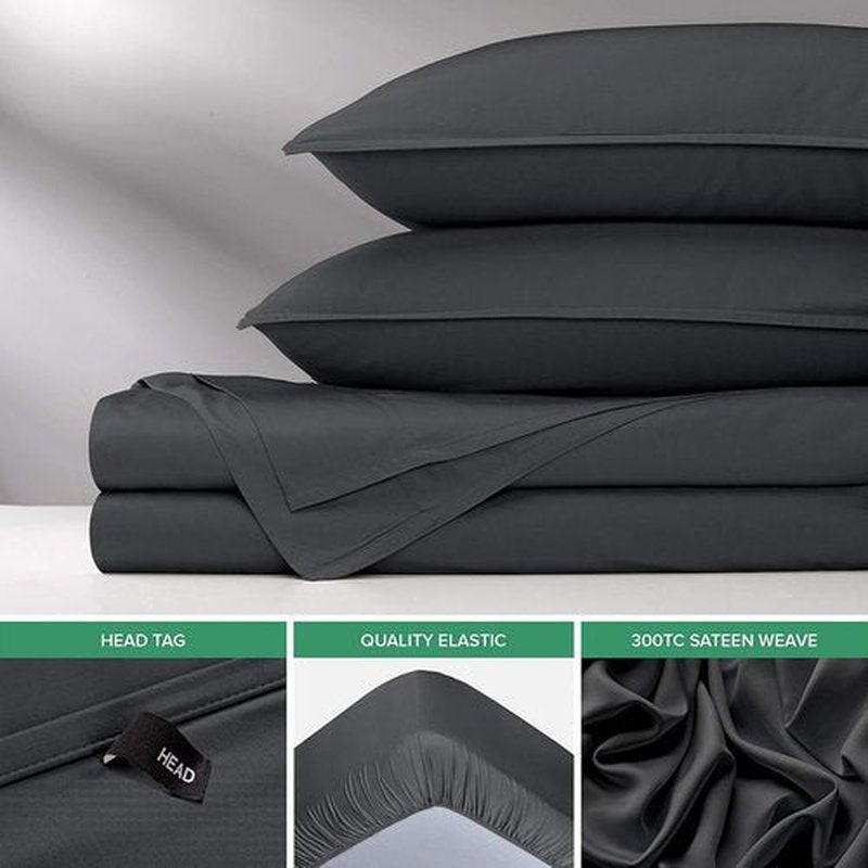 Pure Bamboo Short Queen Sheets - 100% Organic Viscose Bed Set, Soft & Cooling | 60"x75", Charcoal, 2-Year Quality Promise