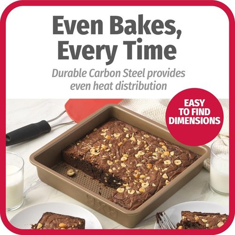 GoodCook BestBake Nonstick Square Baking Pan - Textured Carbon Steel, 9" | Bronze Finish