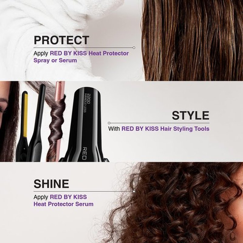 Red by Kiss Heat Protector Ultra Shine Oil Spray - Thermal Protection up to 460°F, Anti-Frizz, Hydration, and Strength for Hair (6 Fl Oz) - Style: Thermal Protection Ultra Shine Oil Spray