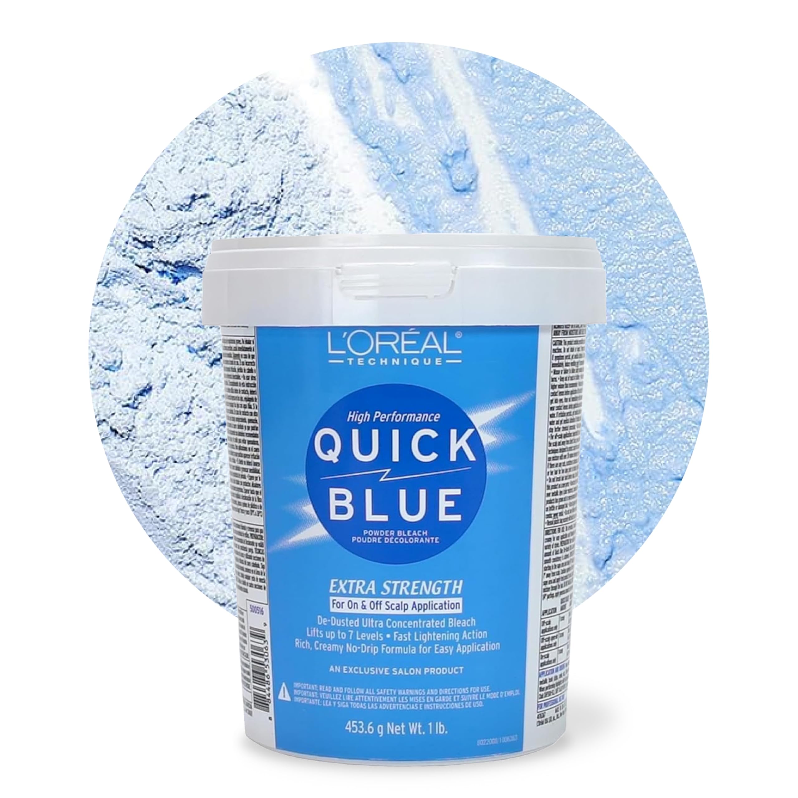 L'Oréal Technique Quick Blue High Performance Bleach - Professional Hair Bleaching Powder, No Drip Formula, Extra Strength Lightening Action Lifts Up To 7 Levels, Single Application