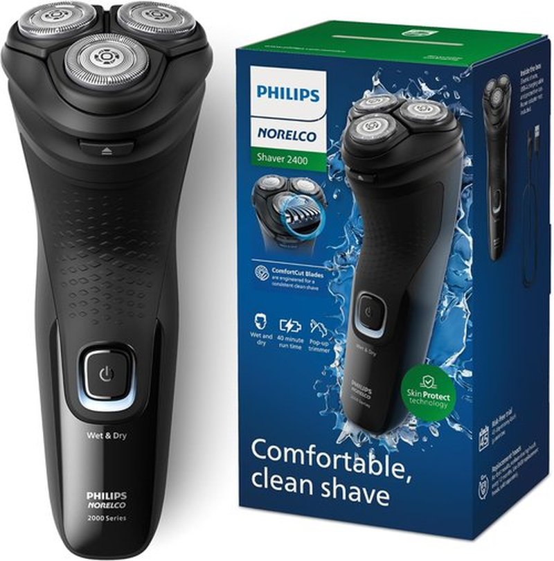 Philips Norelco Shaver | 2400 Series Wet & Dry Electric Shaver with Pop-Up Trimmer - Deep Black
