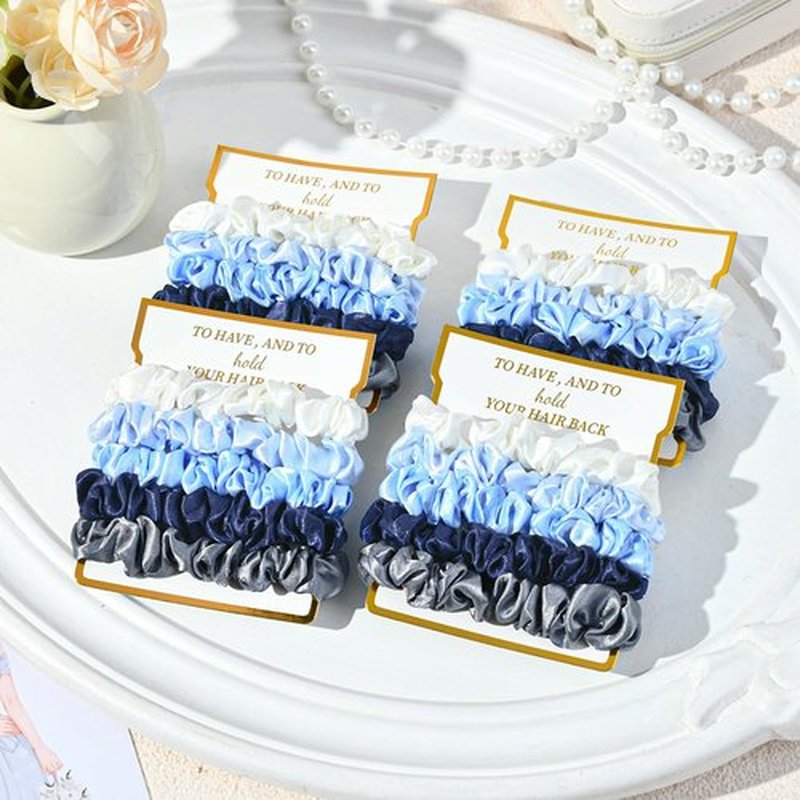 8 Pack Bridesmaid Gifts Satin Bridesmaid Scrunchies Soft Hair Ties Bachelorette Party Favors Hair Accessories for Women Bridesmaid Proposal Gift (Gradient Blue)