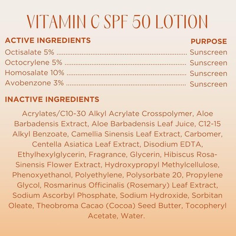 InstaNatural Vitamin C SPF 50 Sunscreen Lotion - Lightweight, Non-Greasy Moisturizer with Aloe Vera | 5 Fl Oz