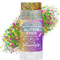 Paminify Mardi Gras Hair Face Glitter Stick,Mardi Gras Outfit for Women,Purple Green Gold Body Glitter Makeup,Festival Costume Carnival Accessories Singer Concerts Chunky Glitter Makeup