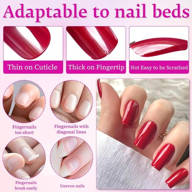 240pc Red Press on Nails Short Square Fake Nails with Adhesive Tabs, Square Nails Press ons Red Glue on Nails Short Acrylic Nails Stick False Artificial Fingernail for Women Girls