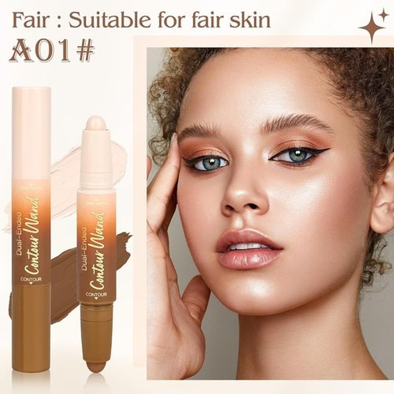 Skiennix Contour Highlighter Stick - 2-in-1 Dual-Ended Cream Bronzer & Highlighter for Easy Makeup Application | Buildable, Waterproof, 01 Neutral Nude + Beige