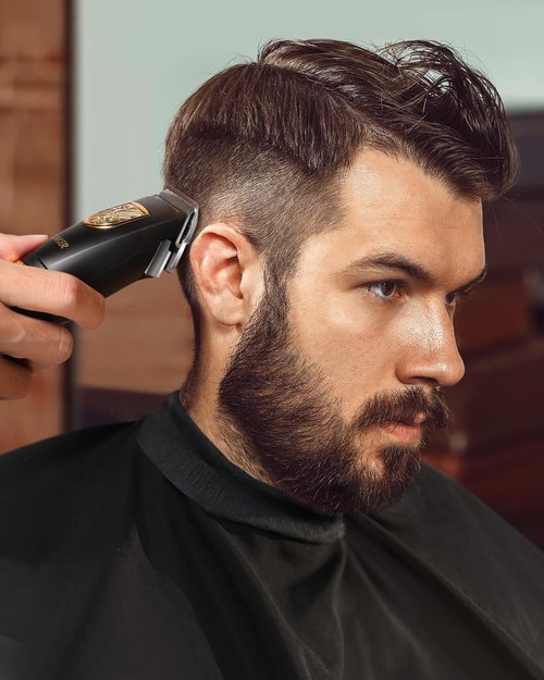 GLAKER Hair Clippers for Men,Professional Mens Hair Clippers Cordless Clippers for Hair Cutting,Precision Trimmer Kit Zero Gap Trimmer with LED Display 15 Guide Combs (Black+Gold)