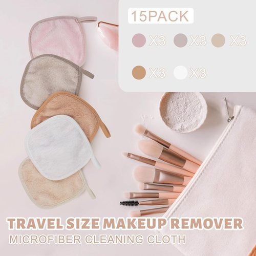 15 Pcs Reusable Makeup Remover Cloths, Ultra Soft Makeup Eraser Cloths for Face, Microfiber Makeup Remover Towels for All Skin Types, 5" x 5", Multicolor
