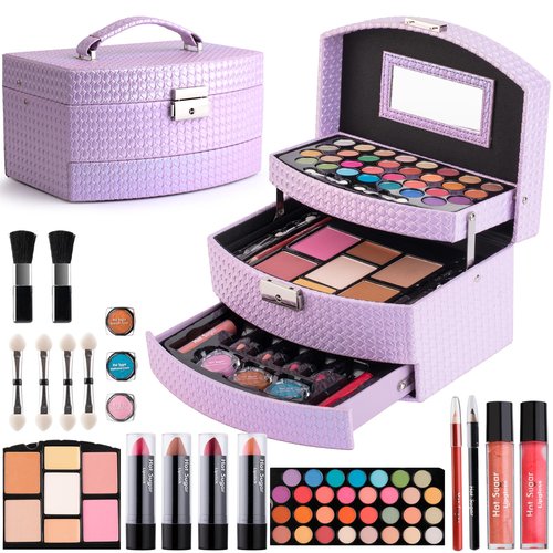 Hot Sugar Girls Makeup Kit for Birthday Gift, All in One Makeup Set for Women Full Kit, Christmas Beauty Set for Teens 14-16 Includes Real Cosmetics (Purple)