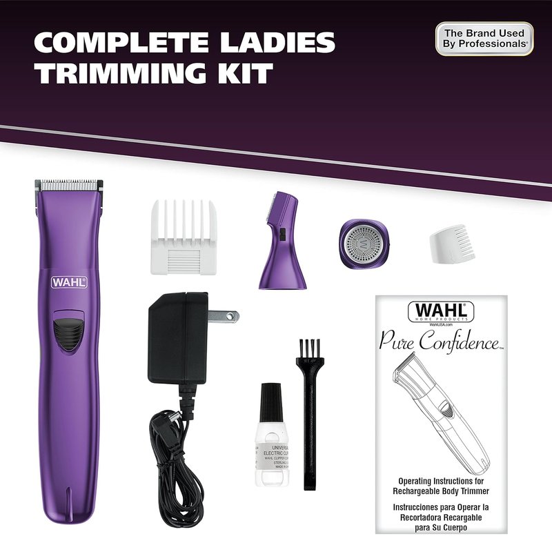 Wahl Pure Confidence Rechargeable Electric Trimmer & Shaver - Smooth Shaving for Face, Underarms & Bikini Areas | Model 9865-100