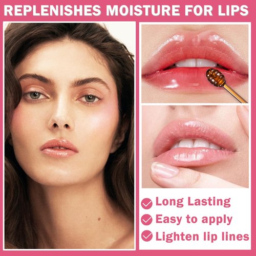 CAHIUYOA 3PCS Bee Lip Balm Honey Pot Honey Lip Balm Strawberry Honey Cherry Lip Sleeping Mask Hydrating Bee Lip Balm with Stick Day & Night Lip Care Products - Strawberry Honey Cherry