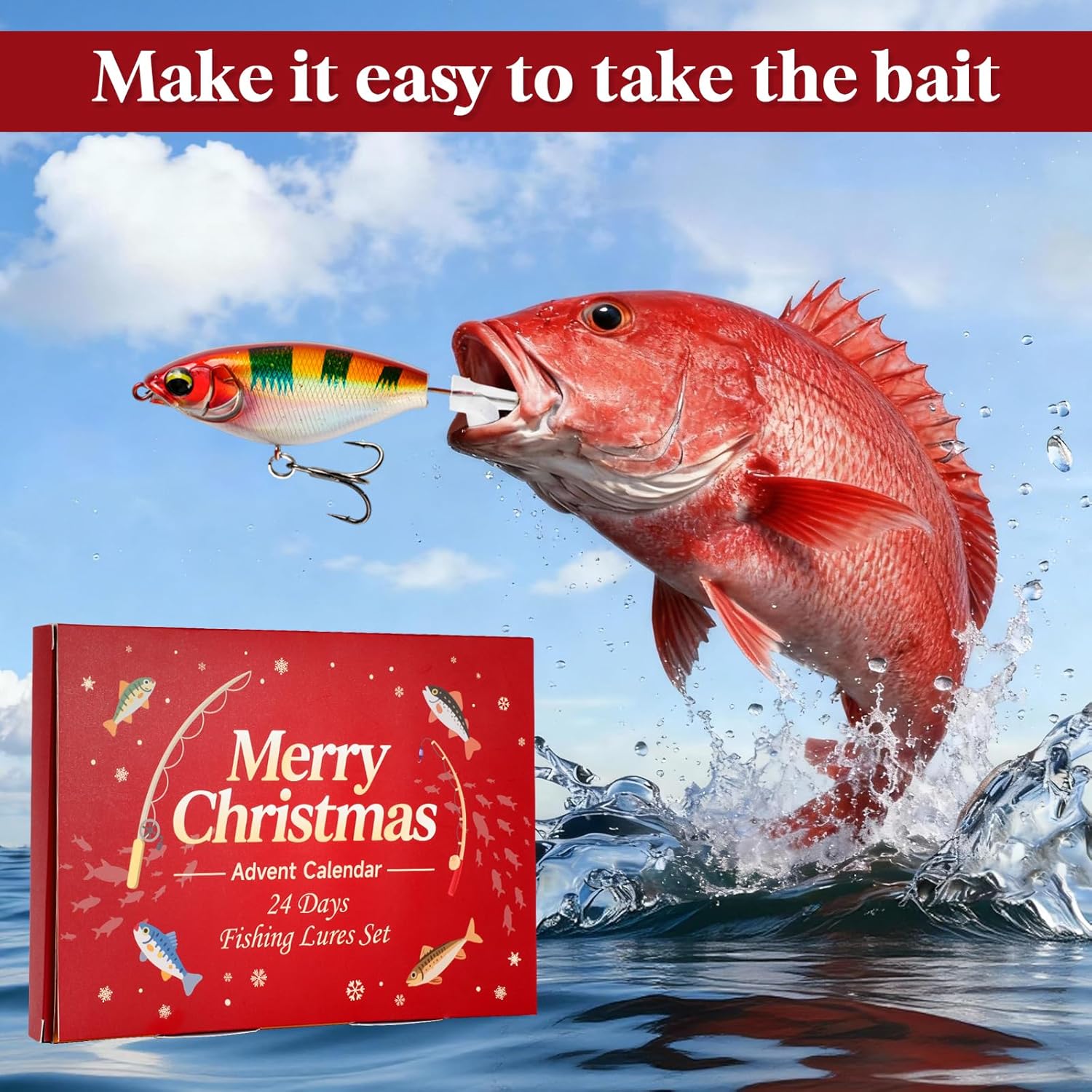 Advent Calendar 2025 Fishing Lure Set - 24 Soft & Hard Lures for Freshwater & Saltwater Fishing Gifts