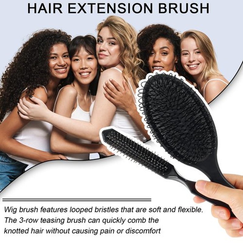 SIMPOR Wig Brushes for Synthetic, Hair Wig Comb Set, 3 Row Wire Brush Hair Extension Wire Loop 3 PCS