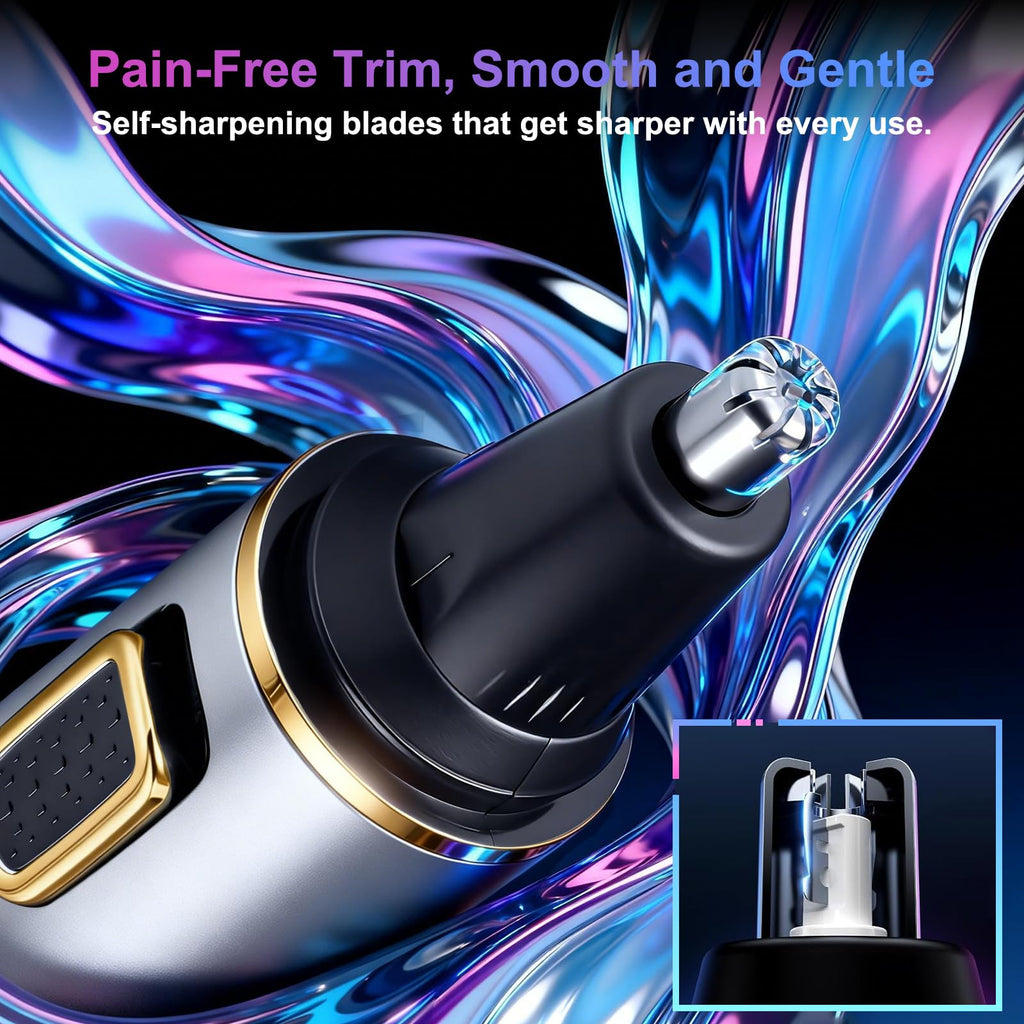 AREYZIN Nose Hair Trimmer for Men,Rechargeable Ear and Nose Trimmer,2 in 1 Painless Professional Eyebrow & Facial Hair Trimmer with IPX7 Waterproof Dual Edge Blades,Wet/Dry Use(Grey)