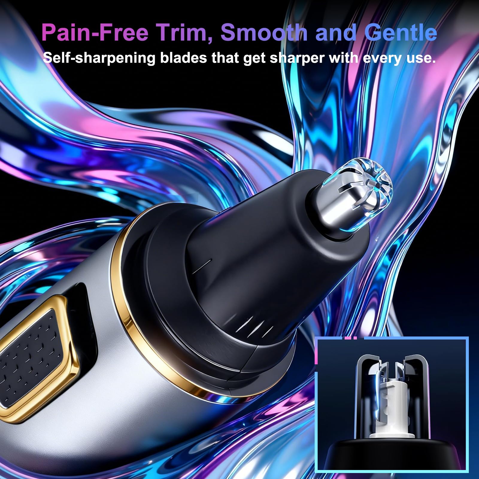 AREYZIN Nose Hair Trimmer for Men,Rechargeable Ear and Nose Trimmer,2 in 1 Painless Professional Eyebrow & Facial Hair Trimmer with IPX7 Waterproof Dual Edge Blades,Wet/Dry Use(Grey)