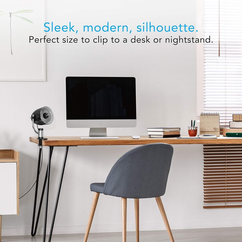 Vornado Pivot Clip Desk Fan - 3-Speed Portable Air Circulator with 360-Degree Adjustability | 9" Tall, Black